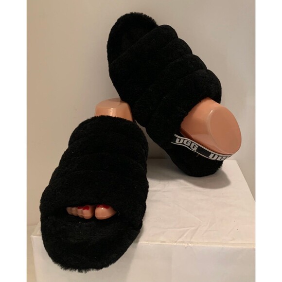 Shoes - UGG Australia Fluff Yeah Women's Slide Sandal Size US 8 Black
